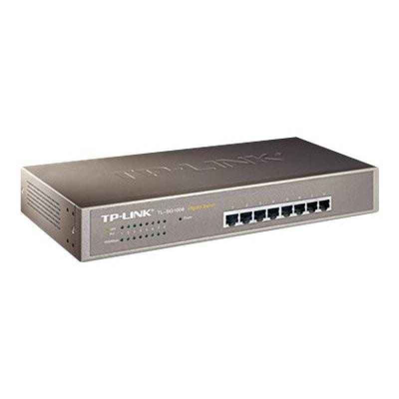 TP-Link Switch TP-LINK TL-SG1008, 8 Porturi Gigabit Ethernet, Plug-and-Play, Carcasă Metalică Compactă pentru Birou/Acasă