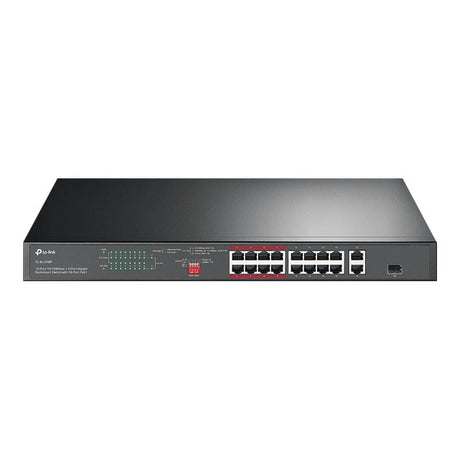 TP-Link Switch TP-Link TL-SL1218P cu 16 porturi Fast Ethernet PoE + 2 porturi Gigabit Uplink, 18 porturi total