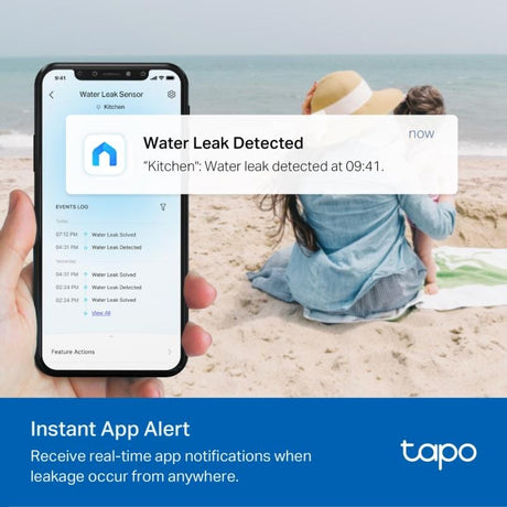 TP-Link Senzor inteligent de scurgeri de apă TP-Link Tapo T300, notificări în aplicație și automatizări Smart Home