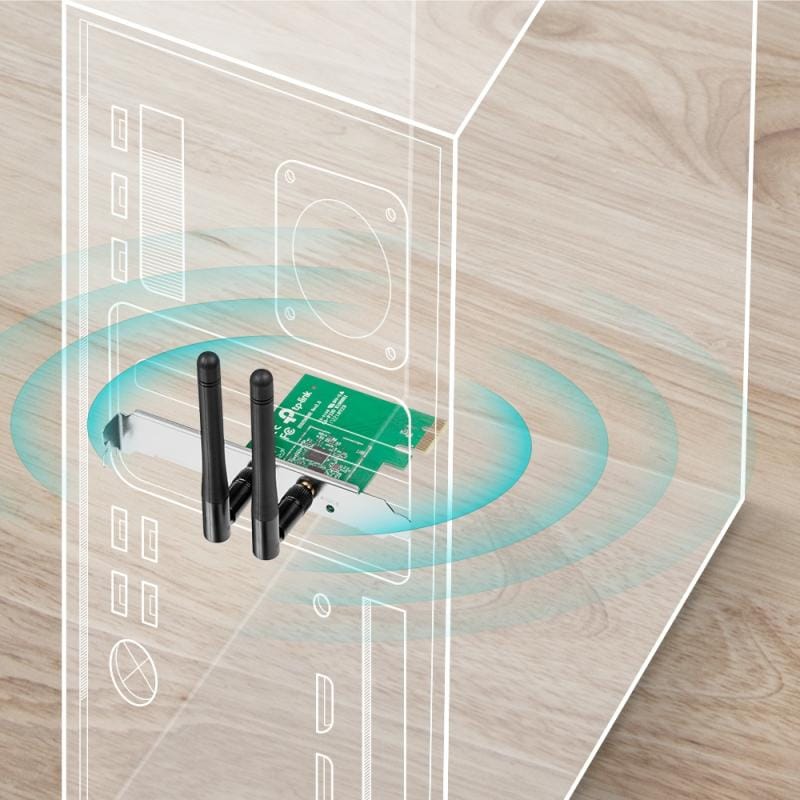 TP-Link Placă de rețea Wi‑Fi PCIe TP-LINK TL-WN881ND 300 Mbps, adaptor wireless pentru PC desktop