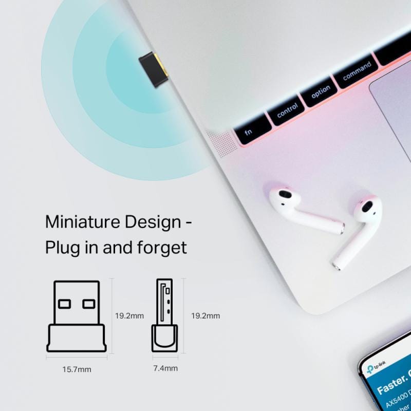TP-Link Adaptor USB Wi‑Fi TP‑Link Archer T2UB Nano, Dual Band AC600, cu Bluetooth 4.2