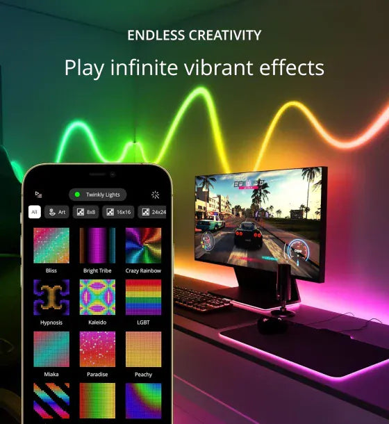 Twinkly Extensie Banda LED RGB inteligenta Twinkly Line Bluetooth WI-FI 15W lumina rece multicolor 15 m 90 Led