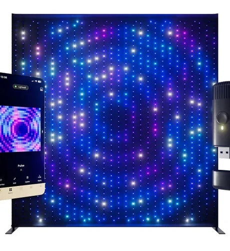 Twinkly Perete lumini Twinkly portabil plug-in RGB 1120 de leduri IP44 bluetooth wi-fi Negru mat