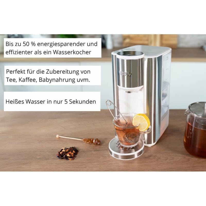 UNOLD Dispenser apă fierbinte Unold Ava 18610, argintiu/alb, încălzire rapidă pentru ceai și cafea