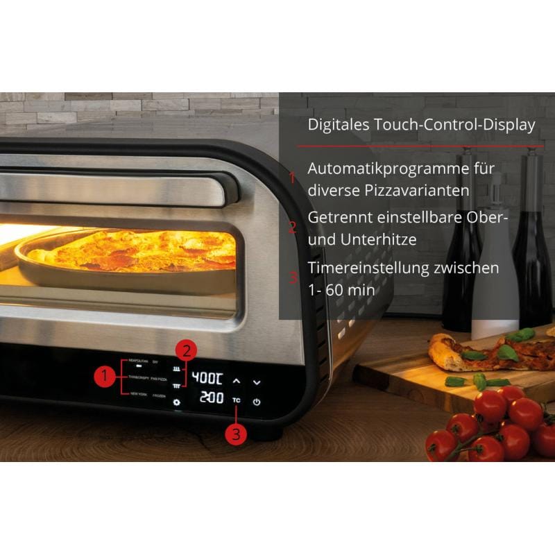 UNOLD Cuptor pentru pizza Unold Luigi 68816, argintiu, pentru blat, coacere uniformă, potrivit pentru pizza proaspătă sau congelată