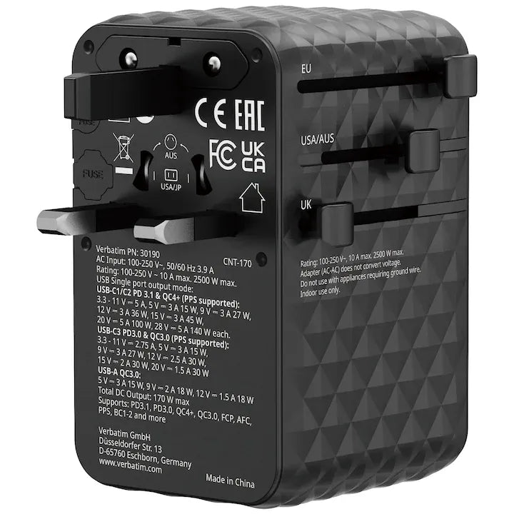 Verbatim Adaptor priza Adaptor priza Verbatim 30190 | 170W, Negru