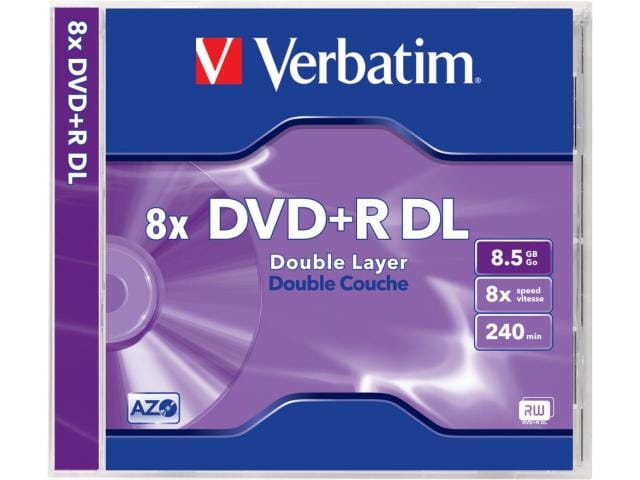 Verbatim Media optica DVD+R Verbatim 43541 | Double Layer, 8.5GB, 8x Speed