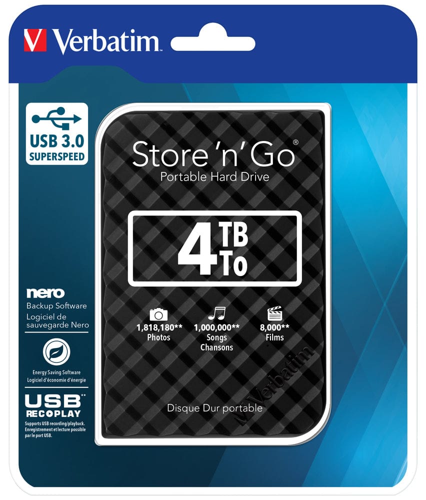 Verbatim HDD Extern HDD Verbatim 53223 | 4TB, Negru, Digital