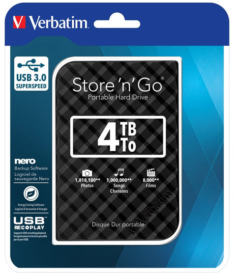 Verbatim HDD Extern HDD Verbatim 53223 | 4TB, Negru, Digital