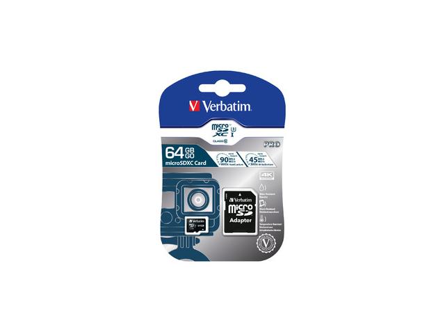Verbatim Pro microSDXC U3 64GB with adapter