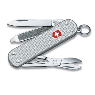 Victorinox Briceag elvețian Victorinox Classic Alox 0.6221.26, argintiu, cu foarfecă, pilă și inel pentru chei