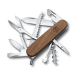 Victorinox Briceag multifuncțional Victorinox Huntsman Wood 1.3711.63, cu plăsele din lemn, 15 funcții, pentru drumeții și EDC
