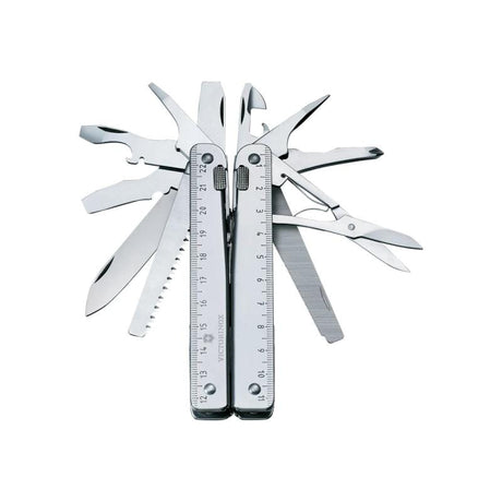 Victorinox Unealtă multifuncțională Victorinox SwissTool X Plus, 39 funcții, oțel inoxidabil argintiu, etui din piele inclus